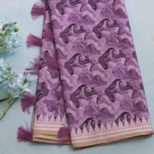 Women Violet Semi Tussar Printed Saree SCS152
