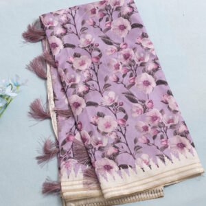Women Violet Semi Tussar Printed Saree SCS149