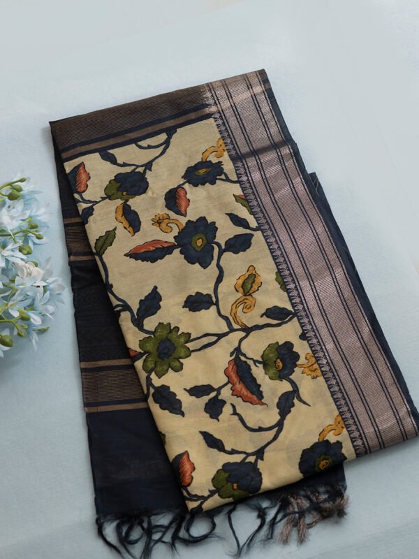 Women Dark Blue Semi Tussar Sarees SCS158