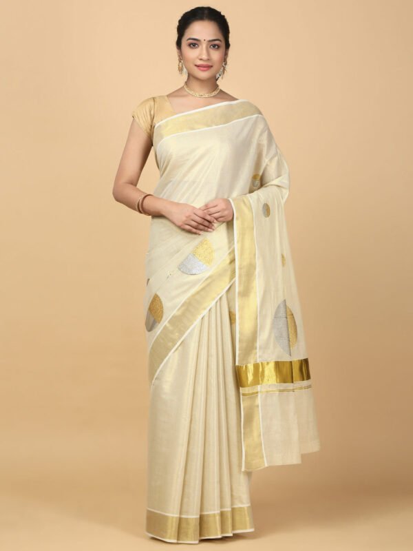 Women Kerala Tissue Gold Jari Saree KS157